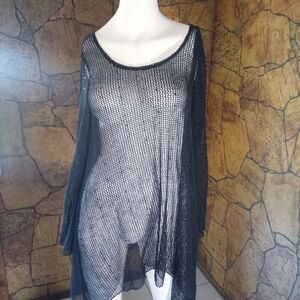 Black Sheer Mesh Cover-Up Dress